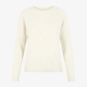 Vit,beige stickad tröja - Säljer en stilren vit, beige stickad tröja med rund hals och långa ärmar. Perfekt för kyligare vår och sommar dagar och enkel att matcha med olika outfits💕