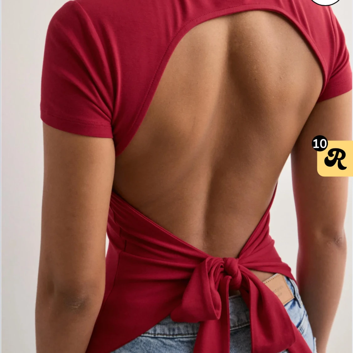 Röd topp med öppen rygg och knyt - 2