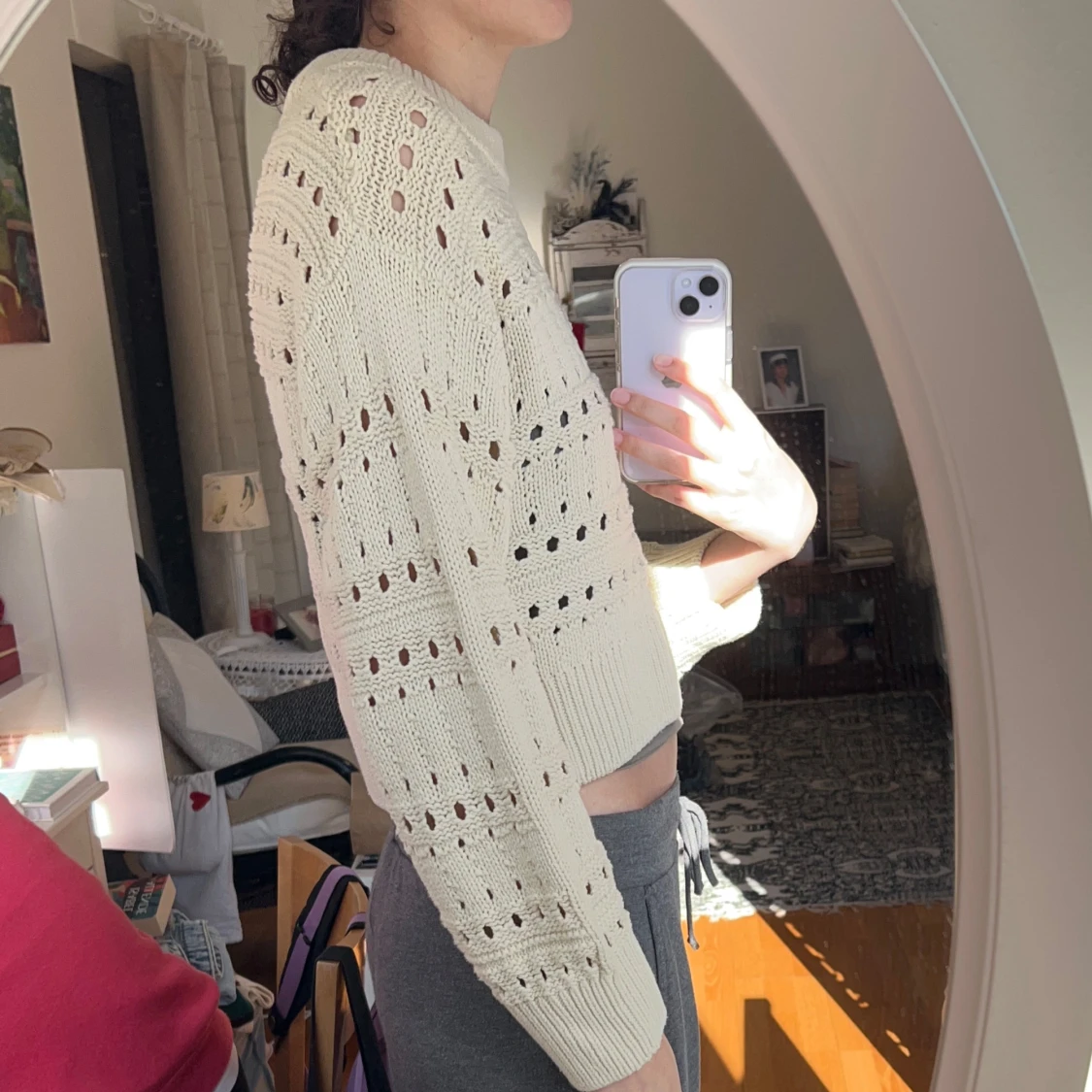 Vit stickad tröja - 1