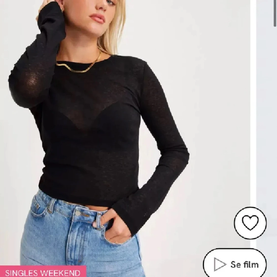 Svart långärmad topp genomskinlig