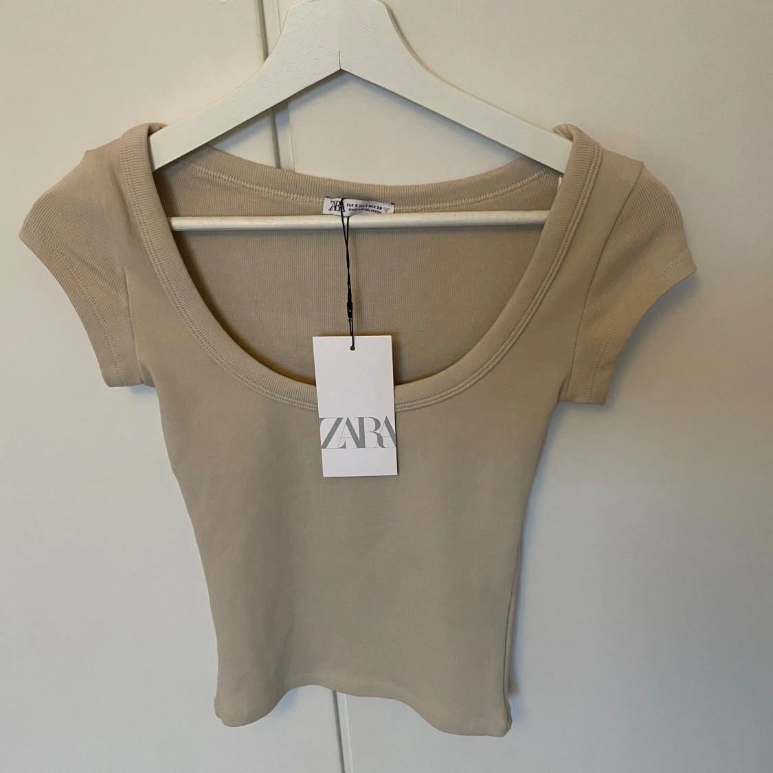 Beige ribbad topp/tshirt Zara Small - 3
