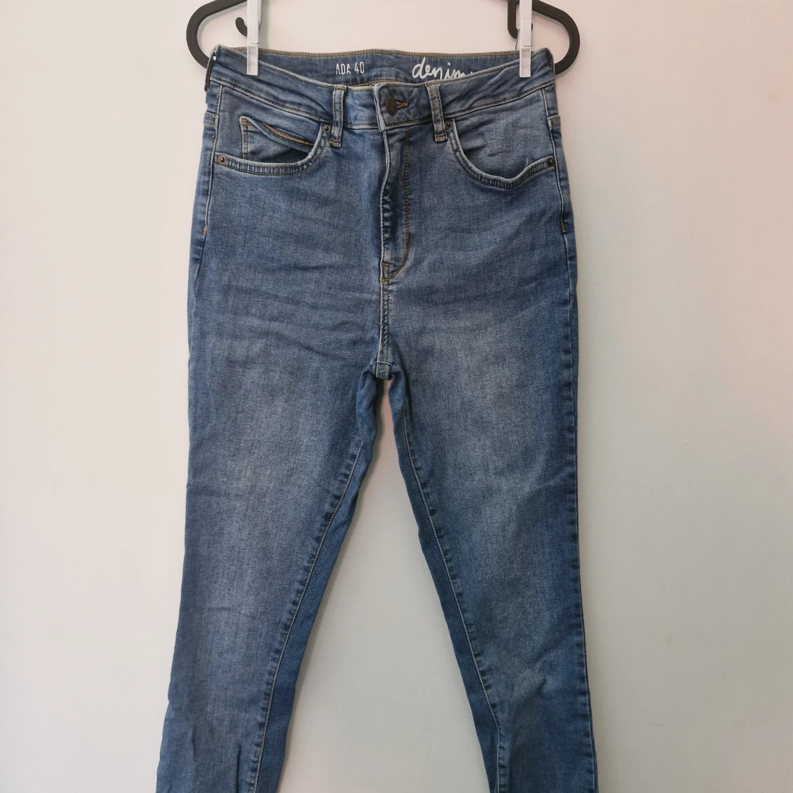 Blå högmidjade skinny jeans denim - 3