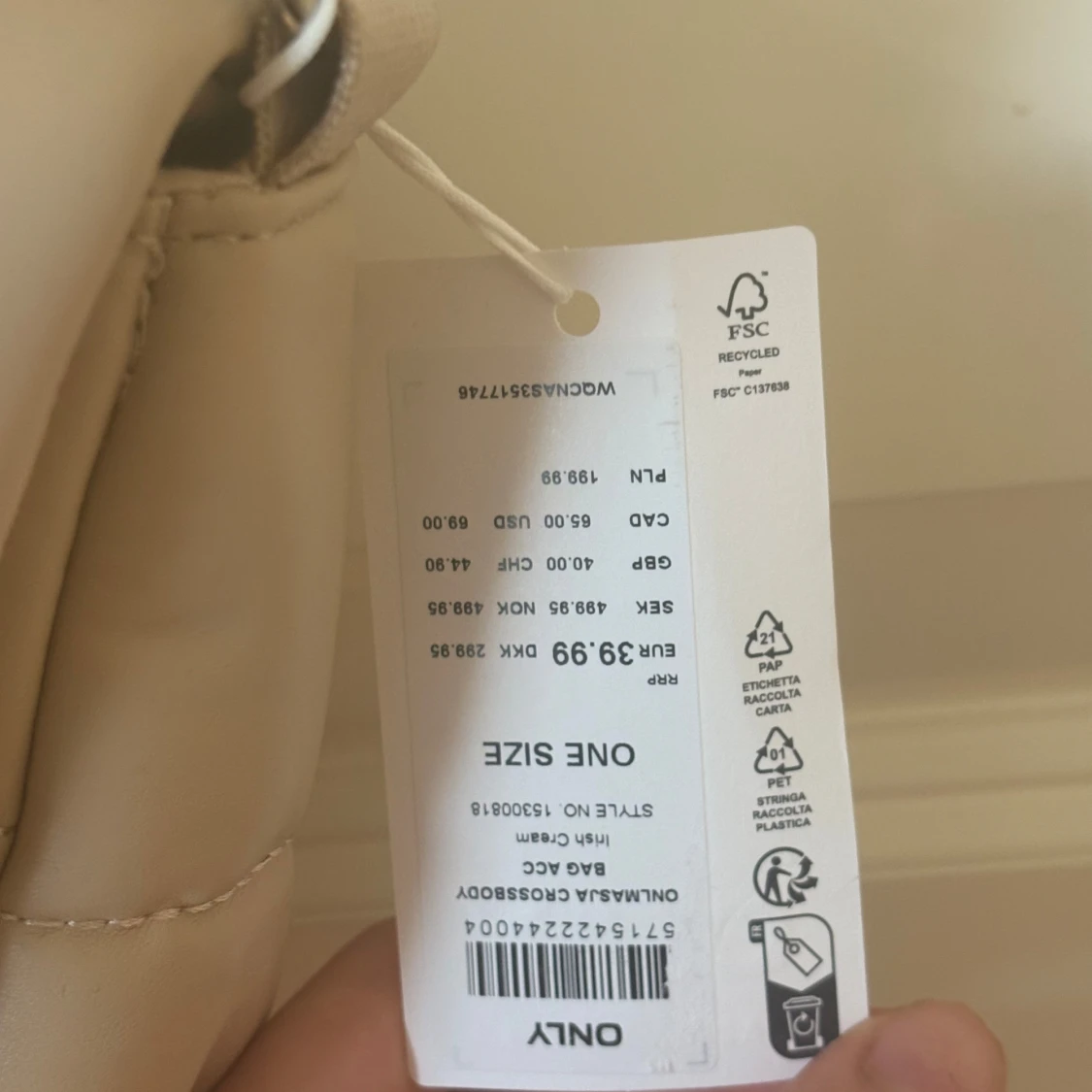 Beige quiltad axelväska från ONLY - 1