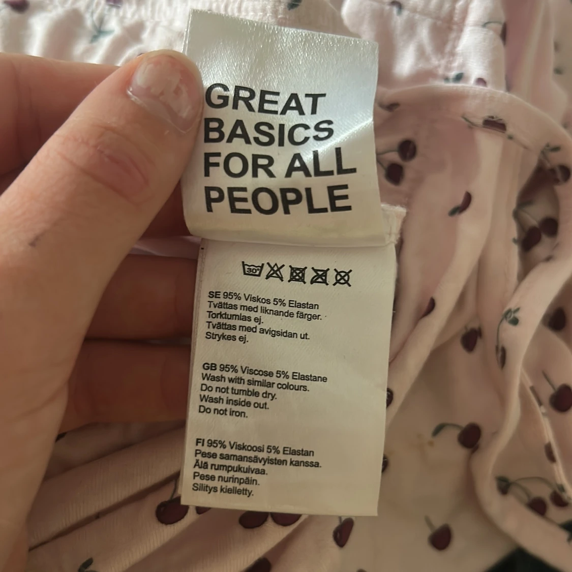 Ljusrosa vida byxor med körsbär - 2