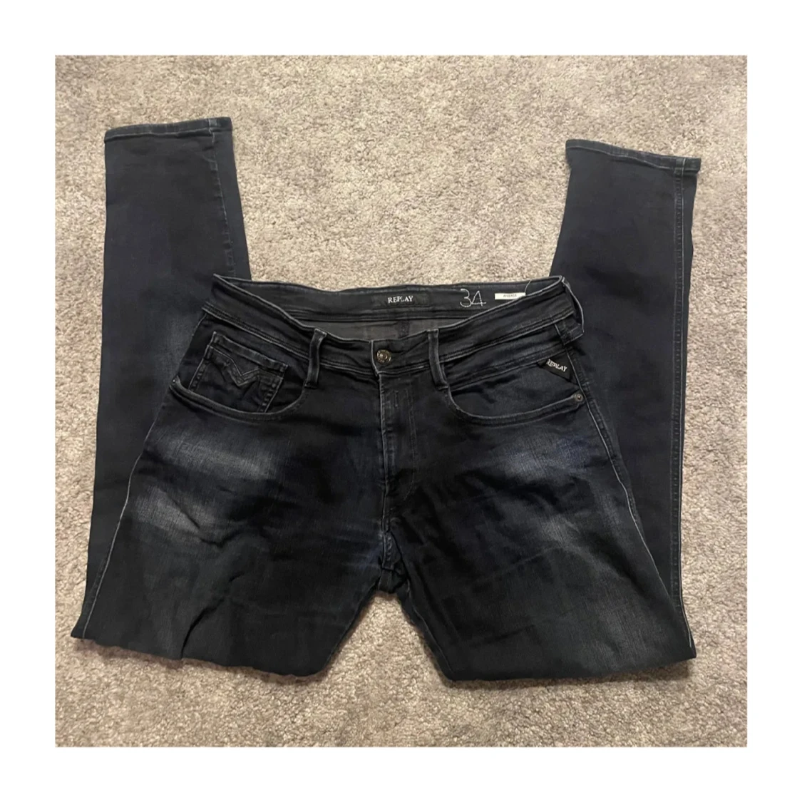 Replay Anbass svarta jeans, stl 34