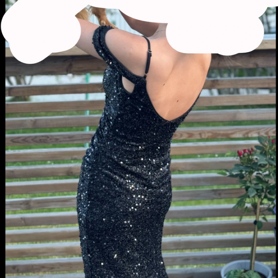 Svart glittrig lång balklänning - 1