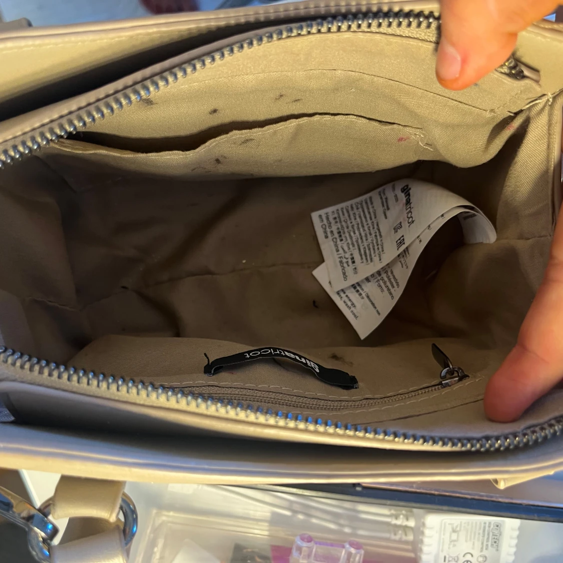 Beige axelväska med dragkedja - 3