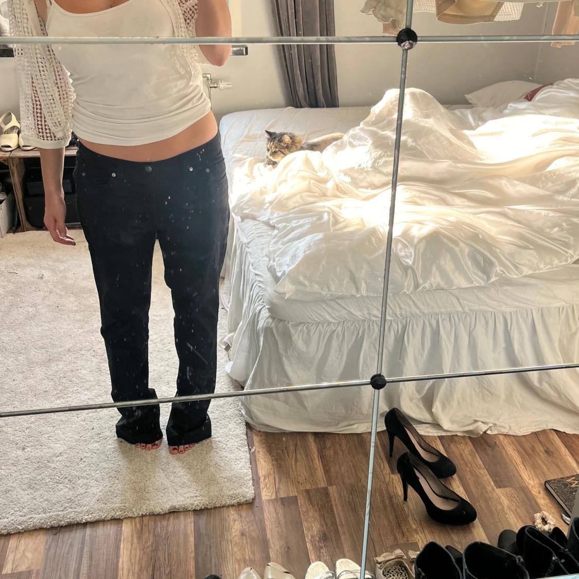 Svarta byxor med låg midja💞