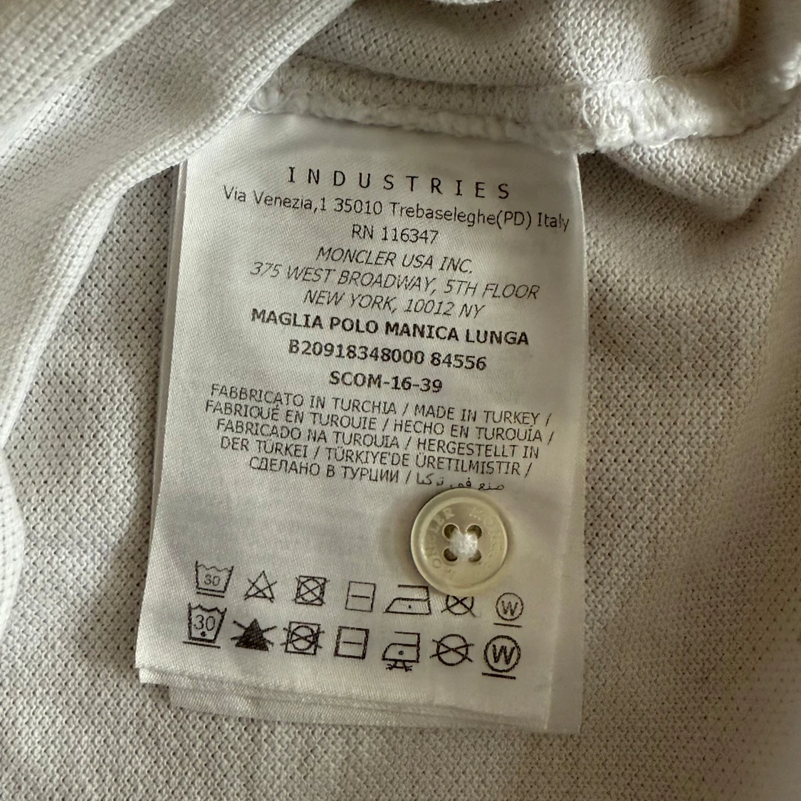 Vit långärmad pikétröja från Moncler - 3