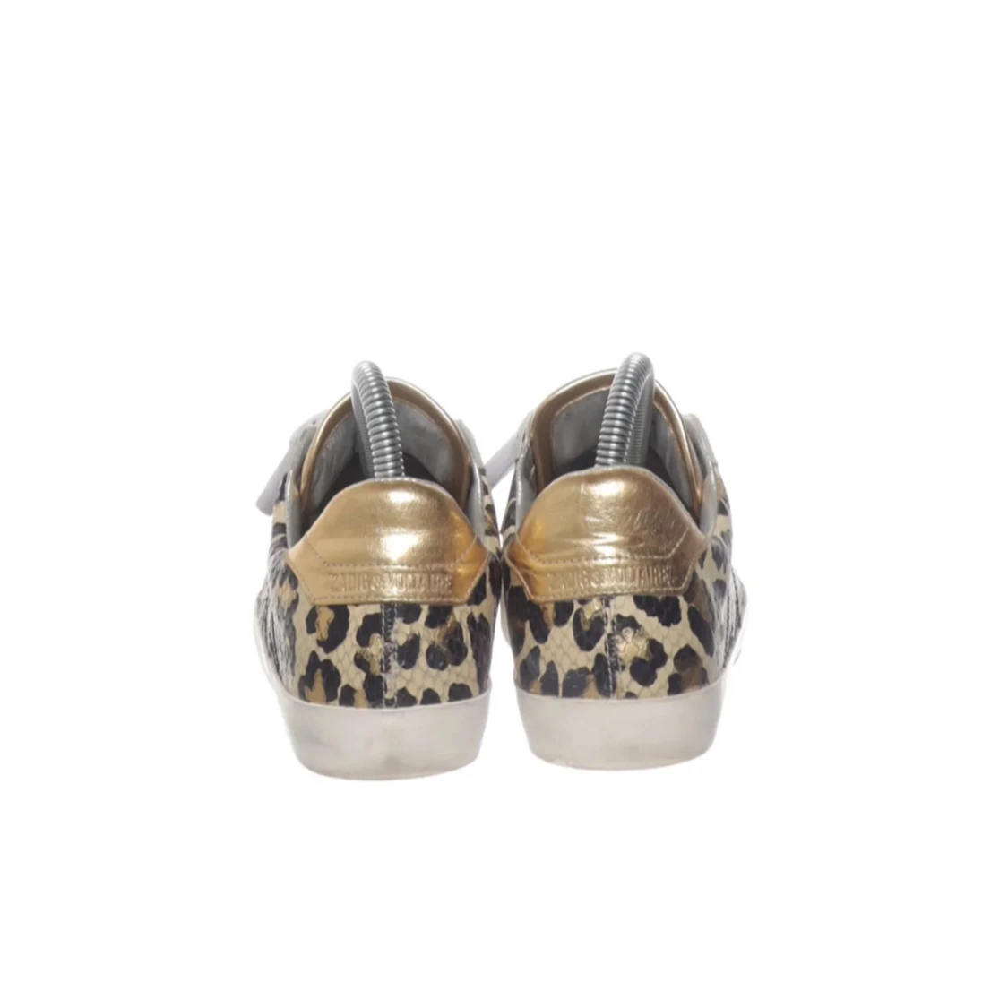 Leopardmönstrade sneakers med gulddetaljer - 2