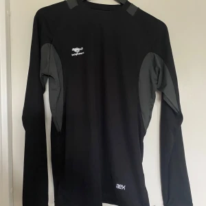 Svart långärmad träningströja från Bagheera - Säljer en svart långärmad träningströja från Bagheera, modell aex. Tröjan har gråa paneler på sidorna och är tillverkad i ett syntetmaterial som andas. Perfekt för träning och sportaktiviteter. En helt ny oanvänd  träningströja . Prislappen kvar.  