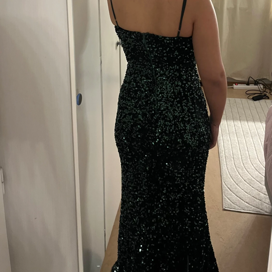 Grön paljett/ glitter bal klänning - 1