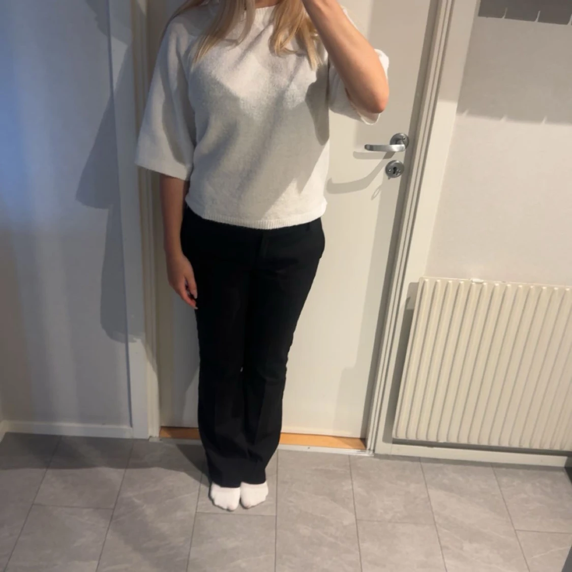 Vit tröja med trekvartsärm - 1