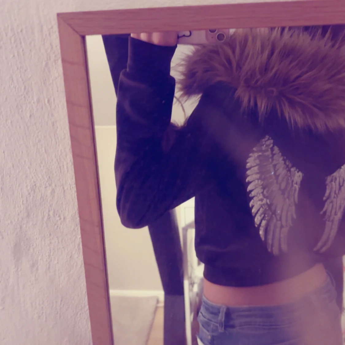 Fur hoodie med vingar - 2