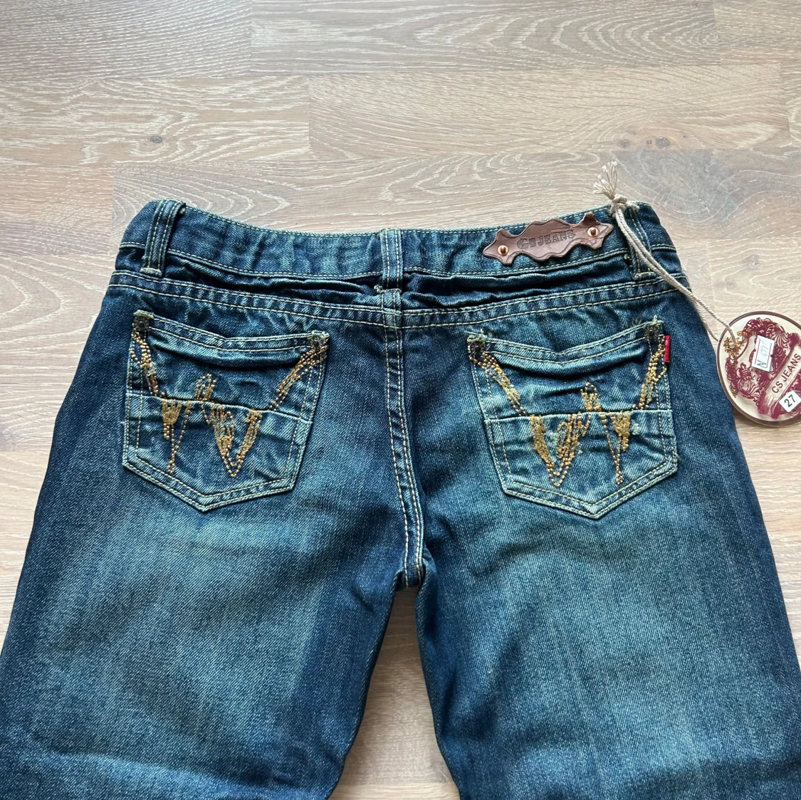 Blå lågmidjade bootcut jeans - 2