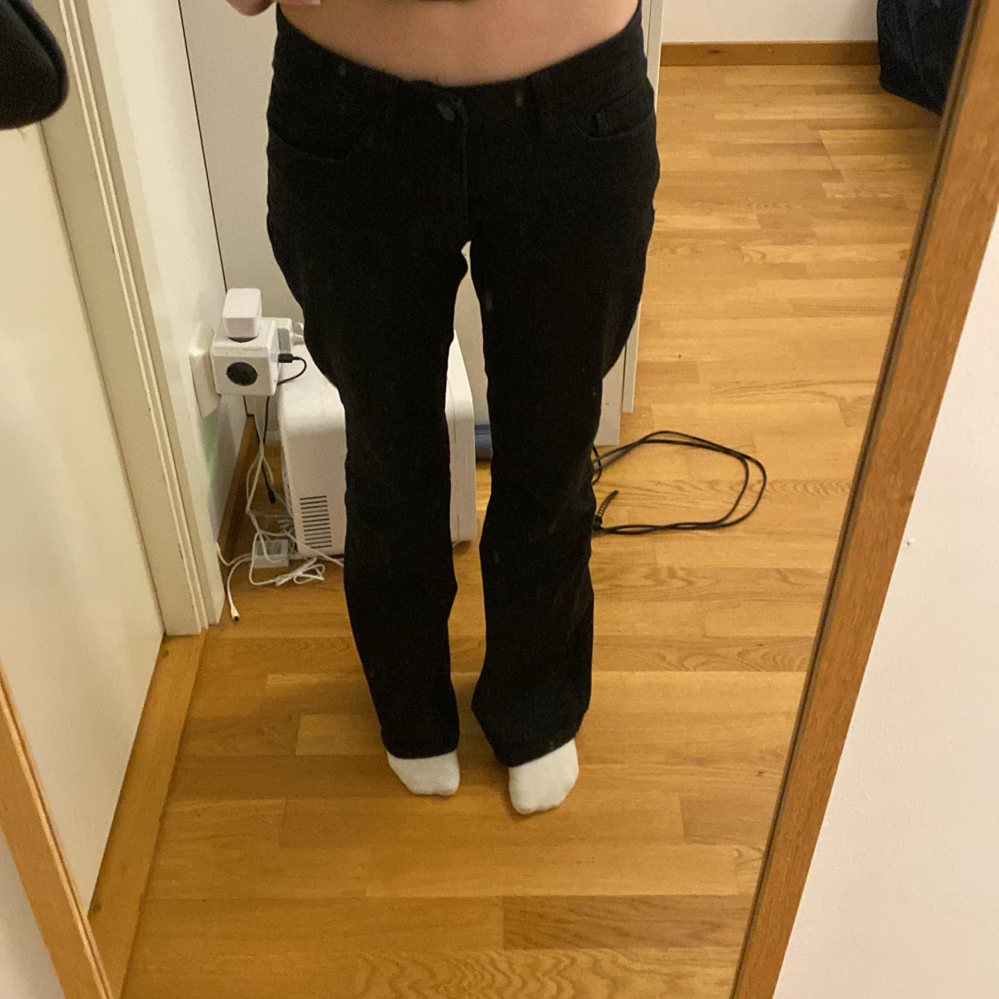 Svarta bootcut jeansbyxor Lindex