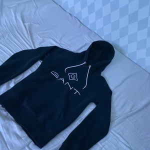 Två GANT hoodies i blått och grönt, S - Säljer två snygga GANT hoodies i storlek S. Ena är helblå med vit logga och snörning, den andra är blå och grön .perfekta för chill dagar. Båda e knappt använda så riktigt bra kvalitet.