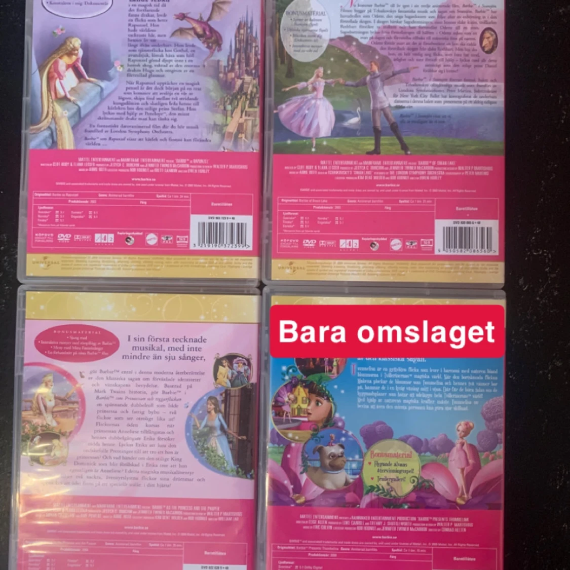 Barbie film rapunzel, svansjön, prinsessan & tiggarflickan, tummelisa (bara fodral) - 1