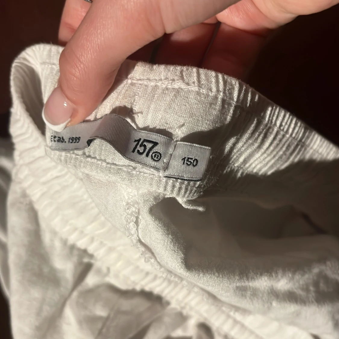 Vita linnebyxor med resårmidja - 3