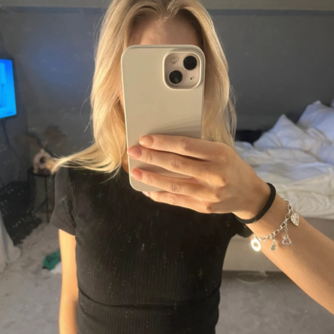 Svart ribbad croppad topp H&M - 1