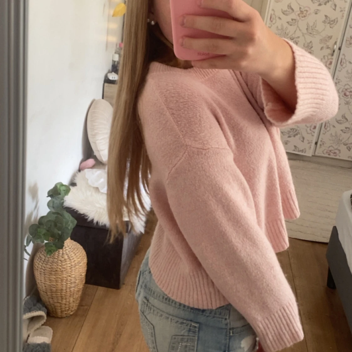 Ljusrosa stickad tröja  - 1