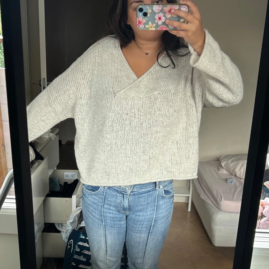 Beige stickad tröja