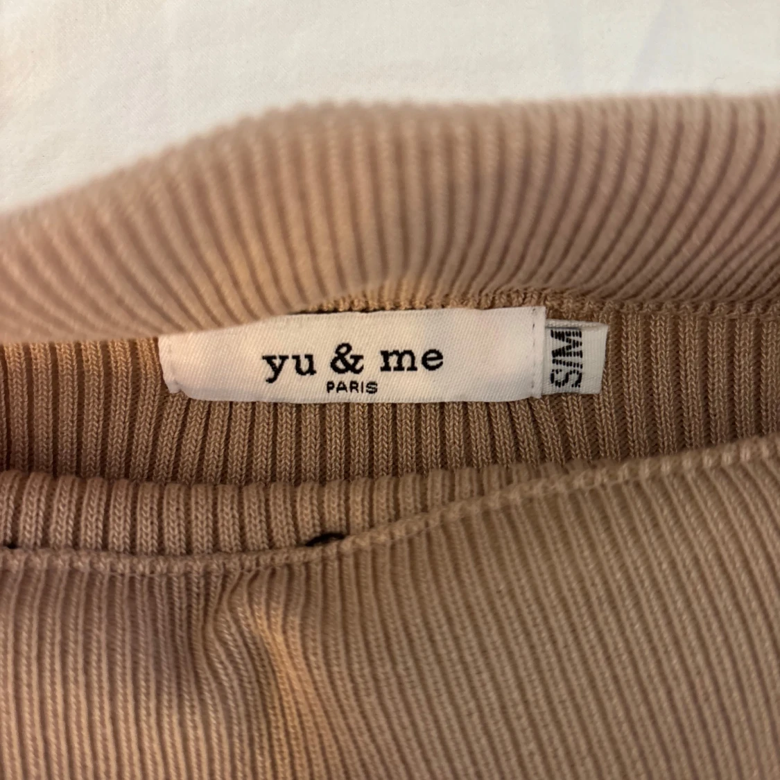 Beige ribbad tubtopp - 4