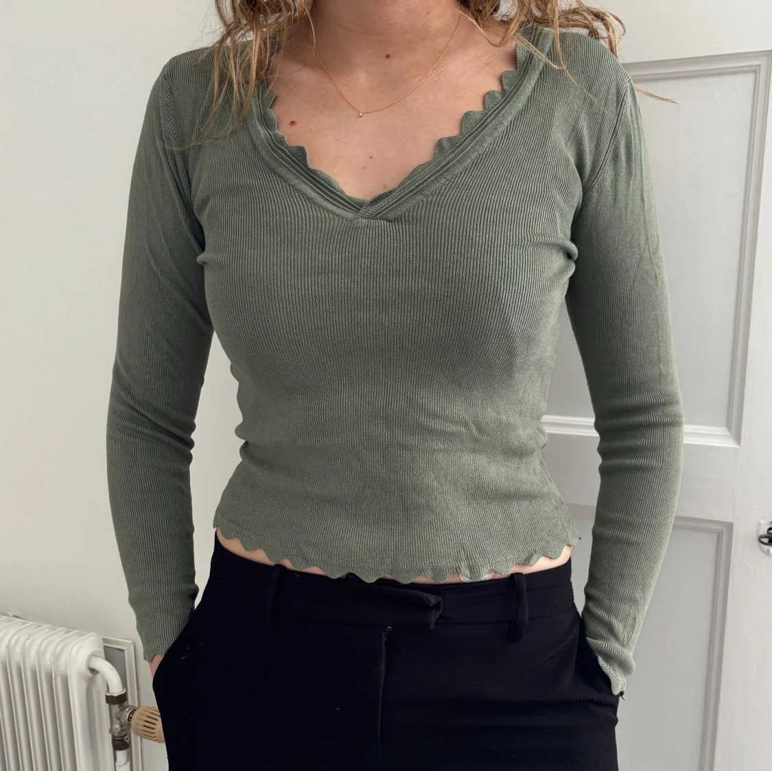 Grön ribbad topp från JDY