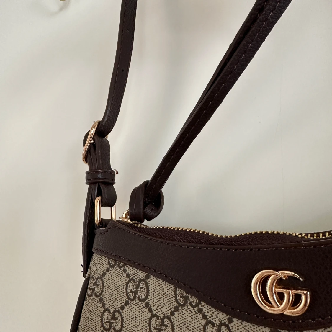 Beige brun axelväska - 3