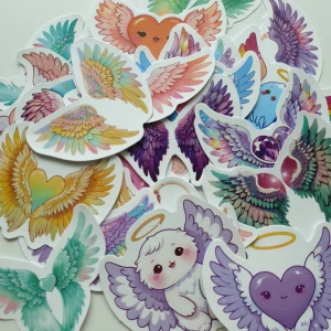 25sr änglavingar klistermärken/stickers  - Klistermärken/stickers Motiv: änglavingar  Antal: 25st Skick: ny/oanvänd  Kul att använda till pyssel, scrapbooking och annat. Kan tex användas till att dekorera din bärbara dator, anteckningsbok, resväska, etc. 
