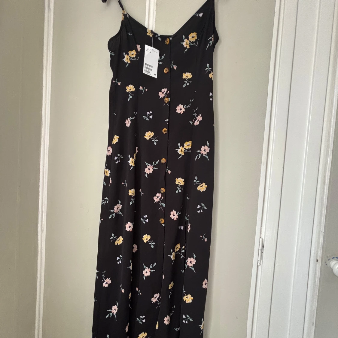 Svart blommig långklänning H&M - 1