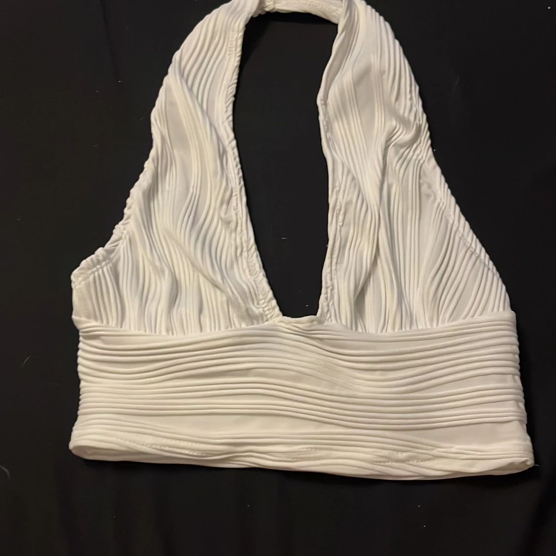 Vit ribbad halterneck topp Shein XS