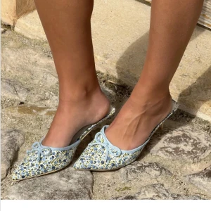 Blommiga ballerinaskor med spetsig tå - Bara de blåa kvar att sälja ! Köptes nyligen på Nelly säljer bara för jag får ej ha klackar hela sommmar pågrund av fot problem! Kan användas för storlek 41 också 