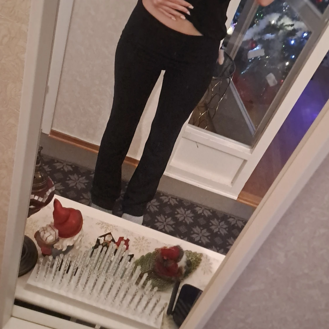 Mörkblå bootcut byxor - 1