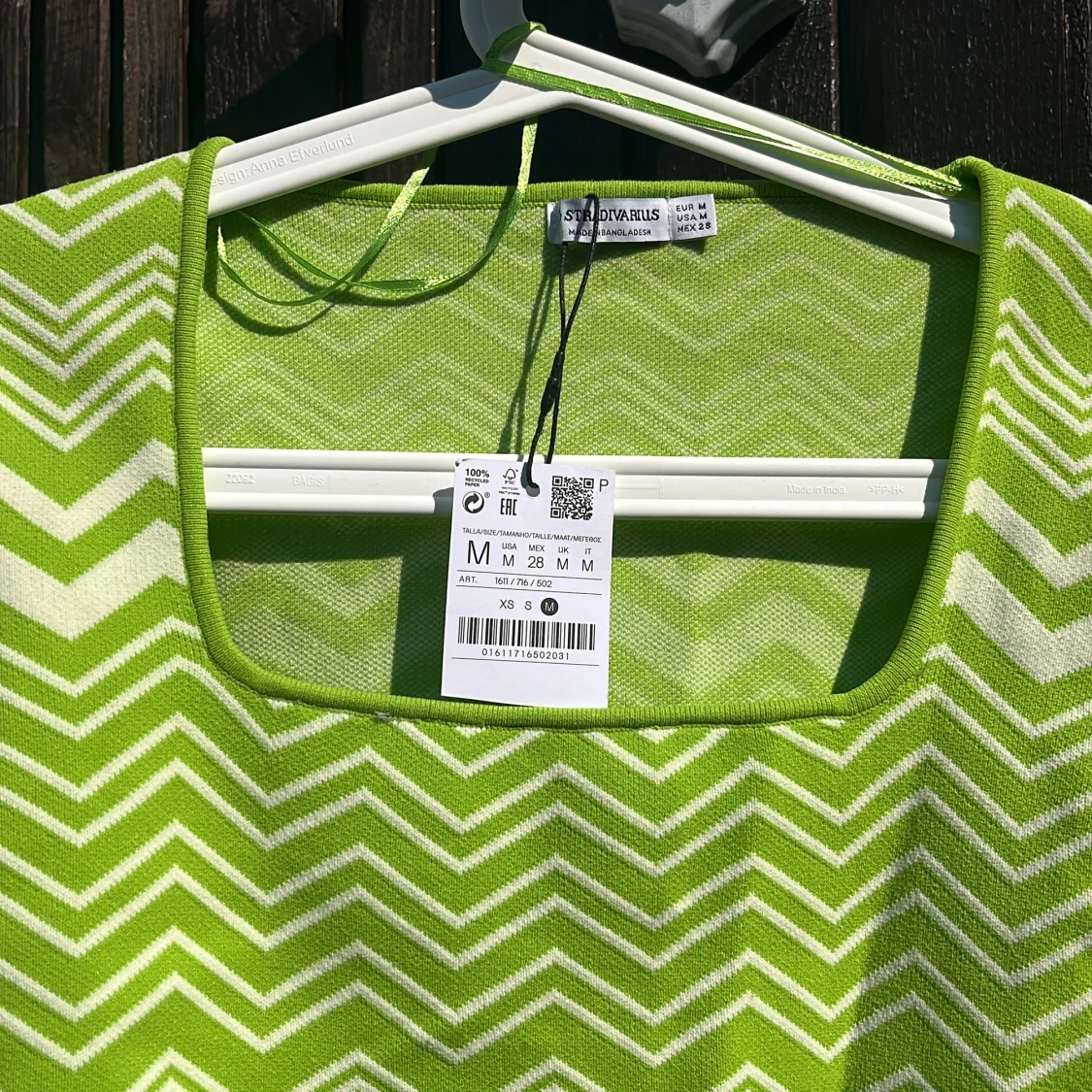 Grönvit zigzag stickad tröja Stradivarius - 1