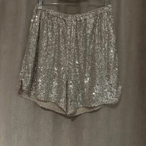 Glittriga silver shorts från Cras - Supercoola shorts från Cras i silver med massor av paljetter som glittrar i ljuset. De har elastisk midja och en loose passform, perfekta för att sticka ut. Materialet är syntet och ytan är täckt av paljetter för maxad effekt.