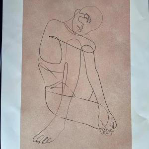 Poster  - Den här boken har ett stilrent och modern poster med en minimalistisk linjeteckning av en sittande person mot en mjuk, rosa bakgrund. Perfekt för dig som gillar konstnärliga och estetiska uttryck!