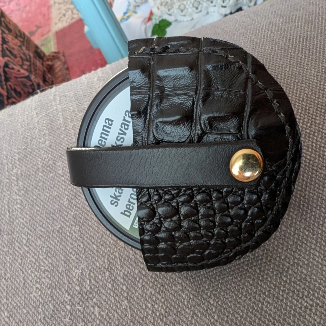 Svart snusdosa-fodral i skinn - 3