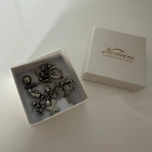 Mixade silvriga örhängen  - Flera coola silvriga örhängen i olika former, bland annat blixt, kors, runda och stenar. Perfekt för dig som gillar att mixa och matcha olika stilar. Kommer i original ask från Nordeens Guldsmedsaffär.