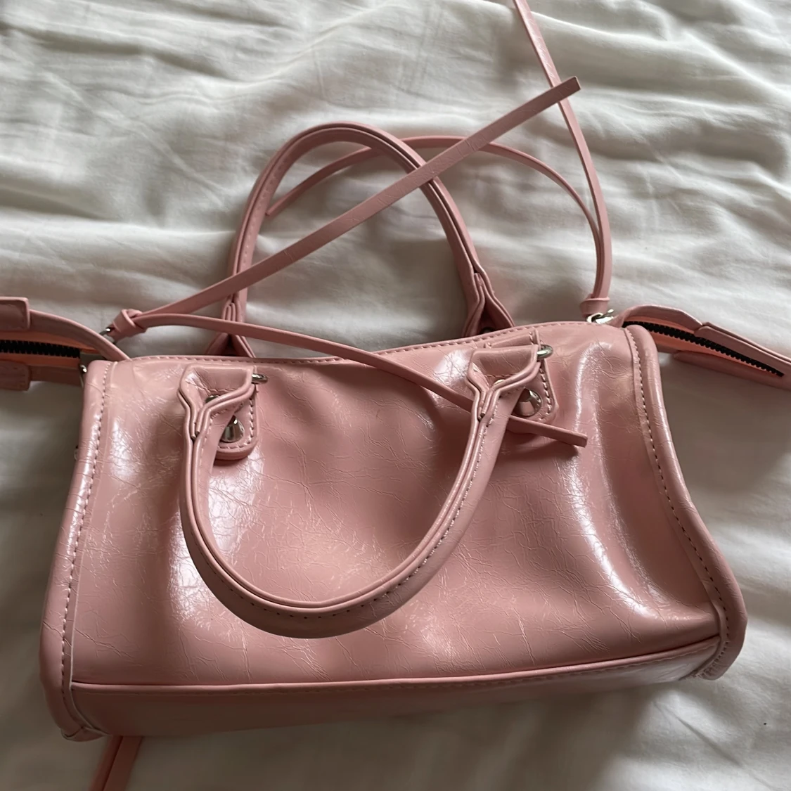 Rosa handväska med dragkedja - 2