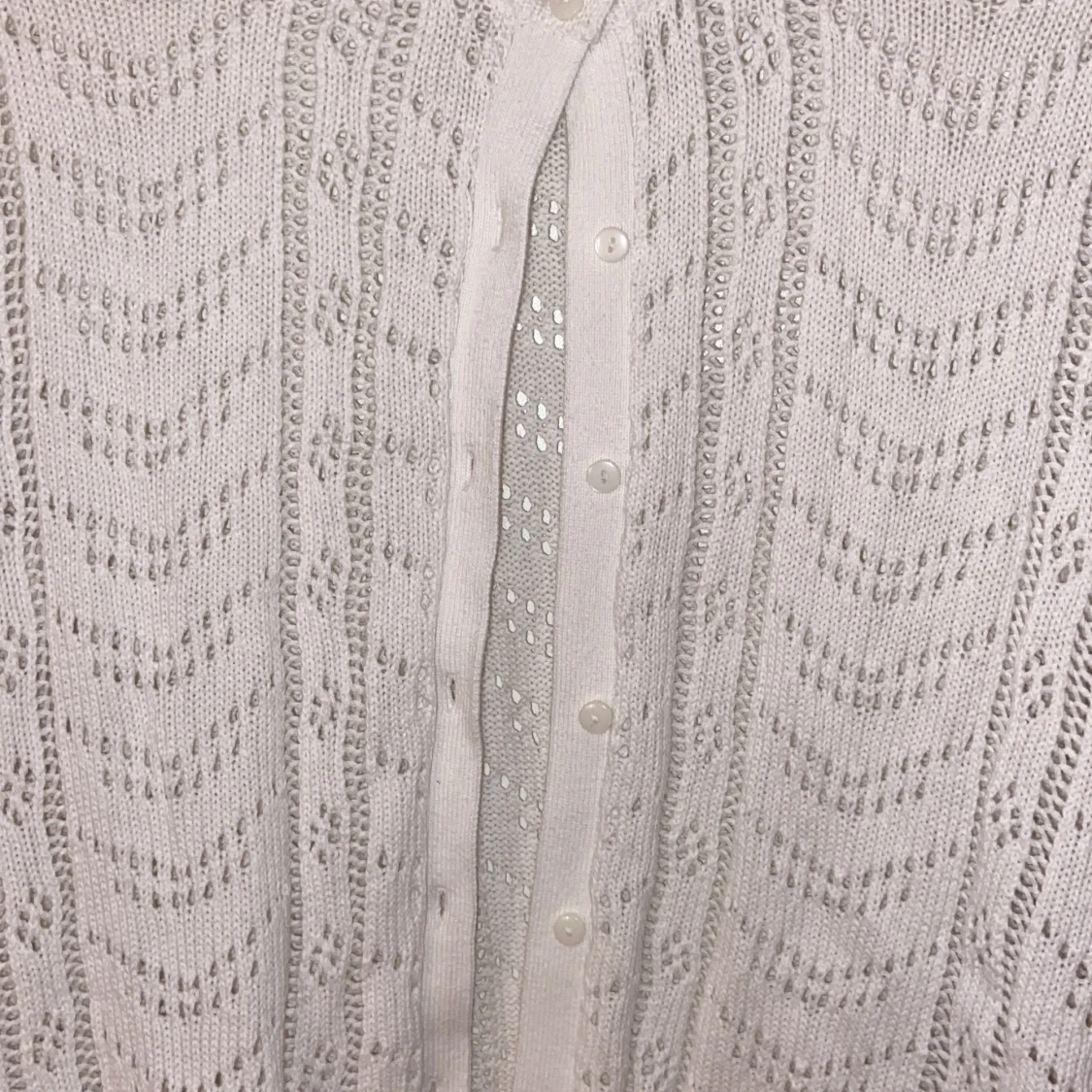 Vit stickad kofta från 157, M - 4