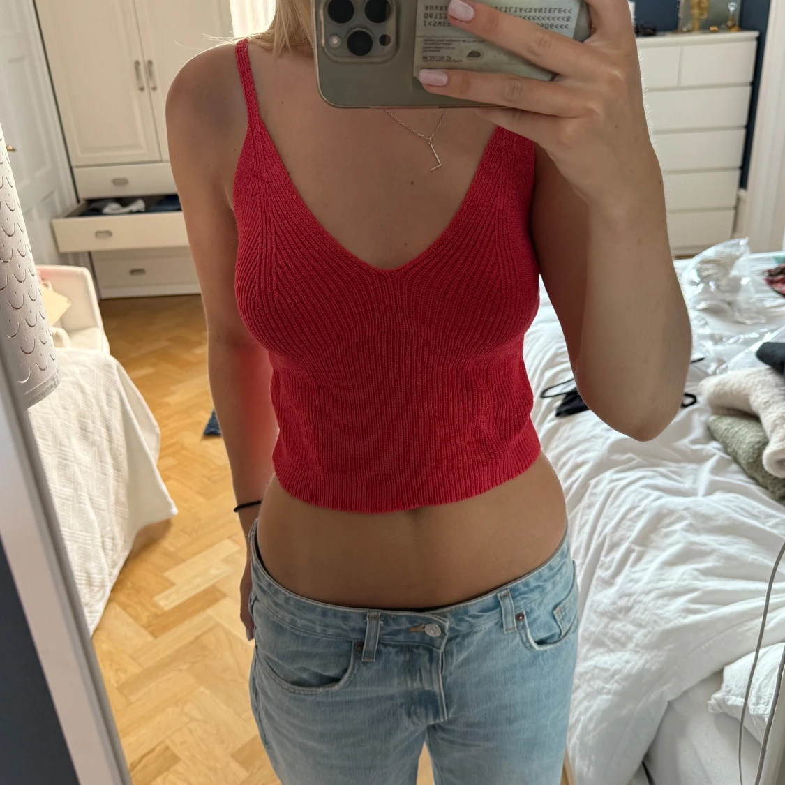 Röd stickad topp från Zara - 1