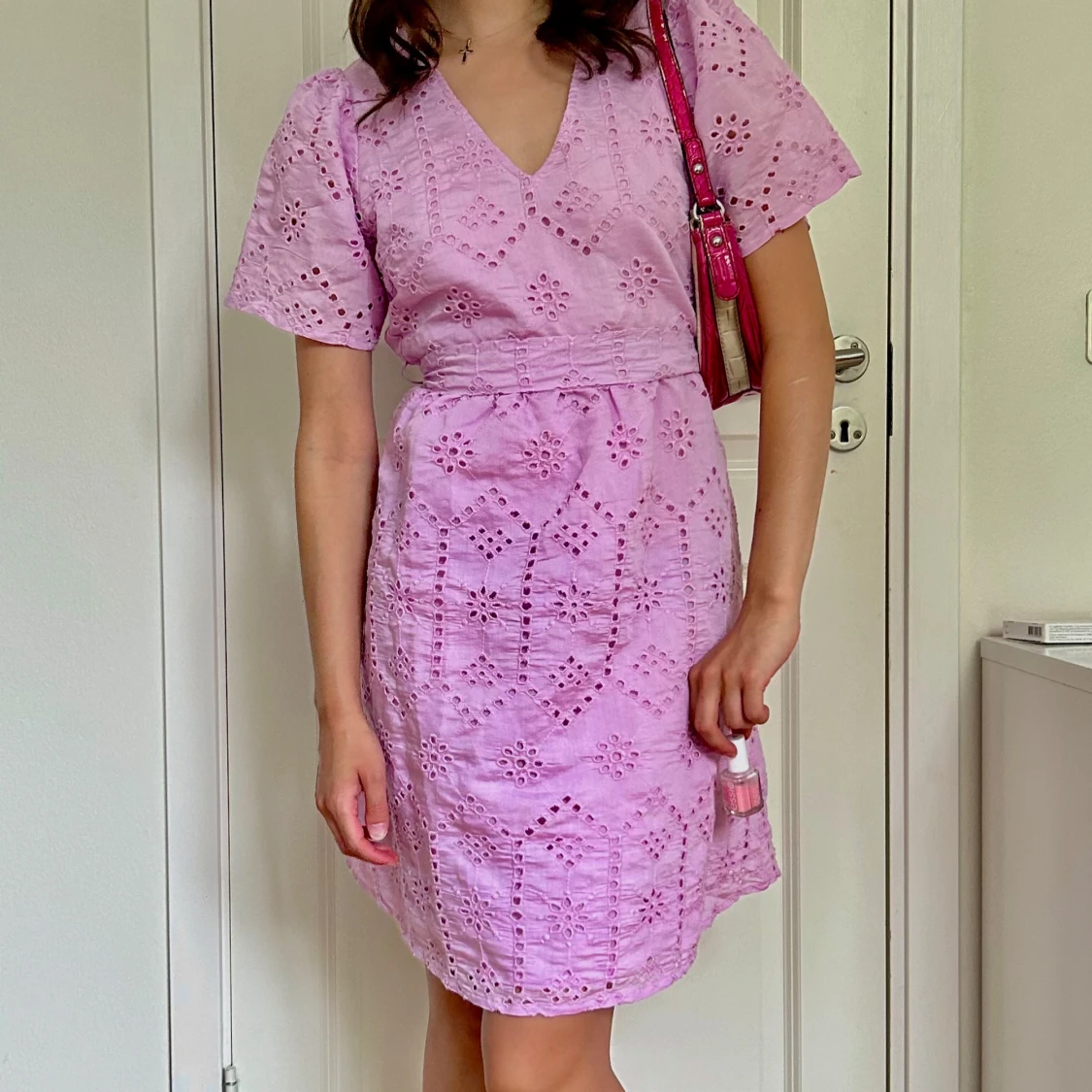 Rosa broderad Vila klänning - 1