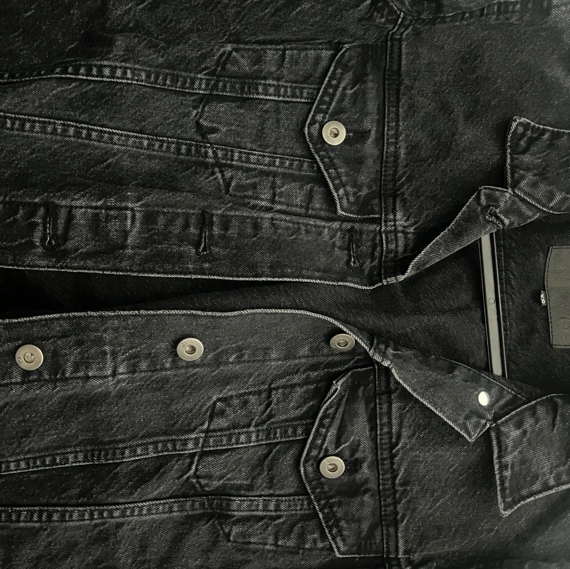 Svart jeansjacka med silvriga knappar lager 157 - 2