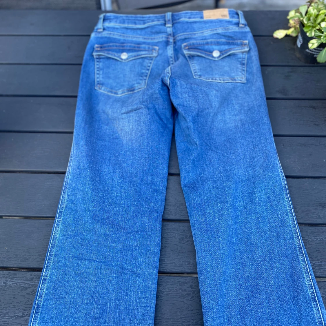 Blå jeans med raka ben från 157 - 1