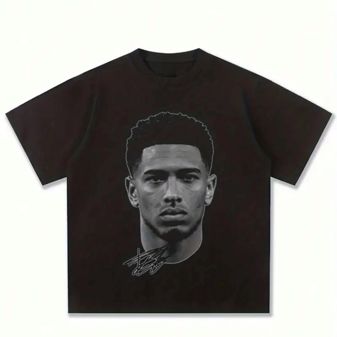 Svart t-shirt med porträtttryck