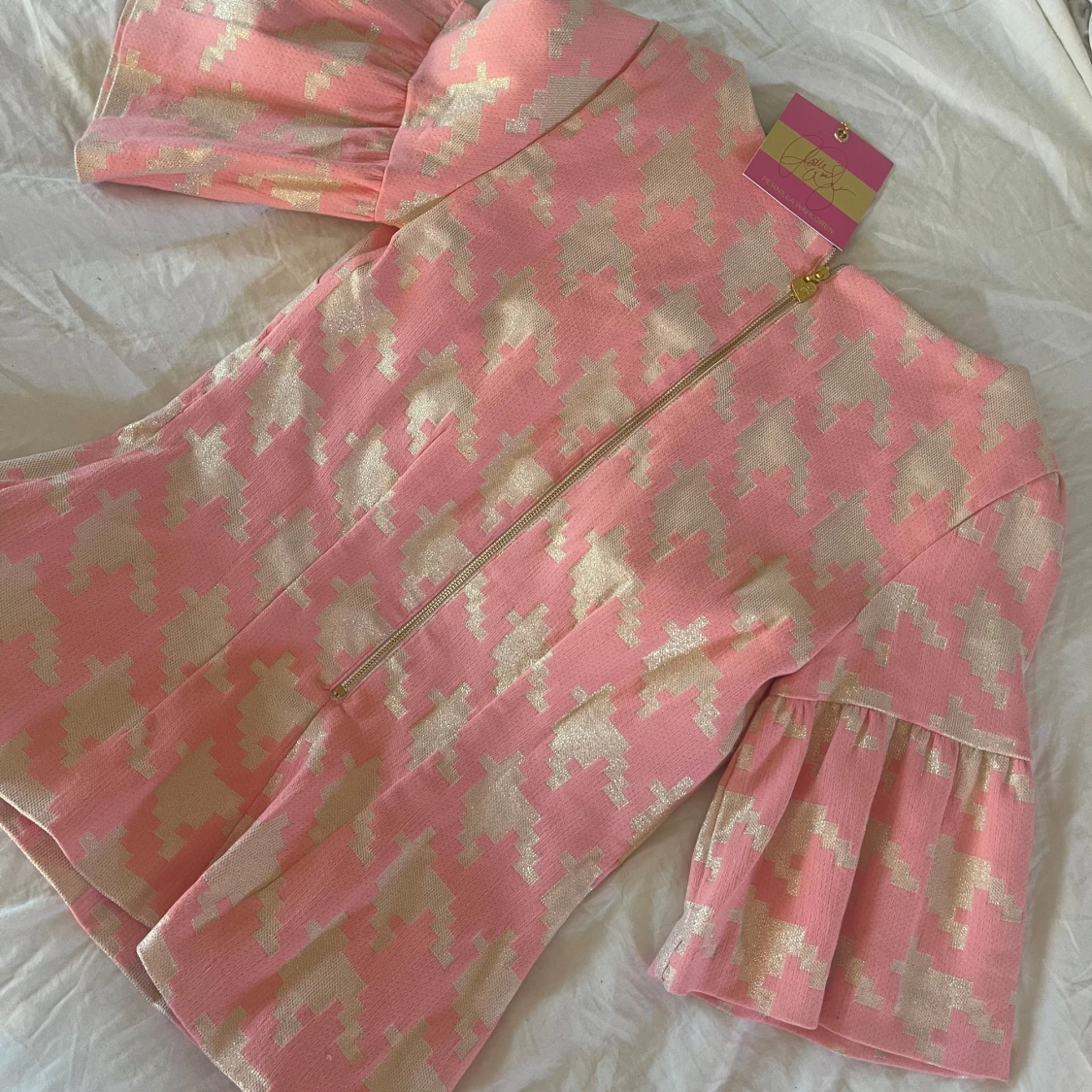 Rosa-guld blus med vida ärmar - 2