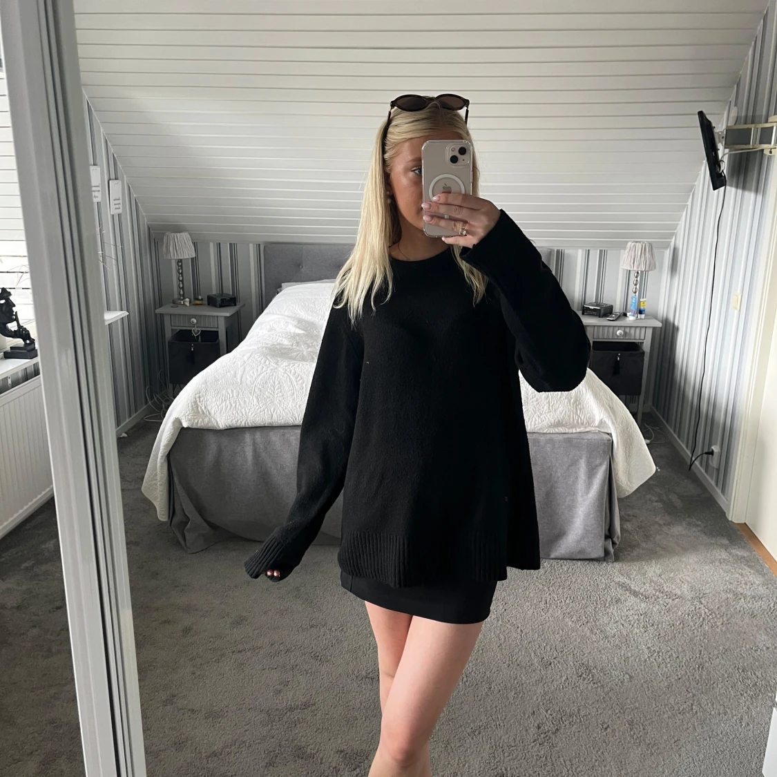 Svart oversized stickad tröja