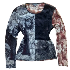 Vintage Långärmad meshtröja med tryck - Cool mesh tröja. Strl 40 men passar en S också. 