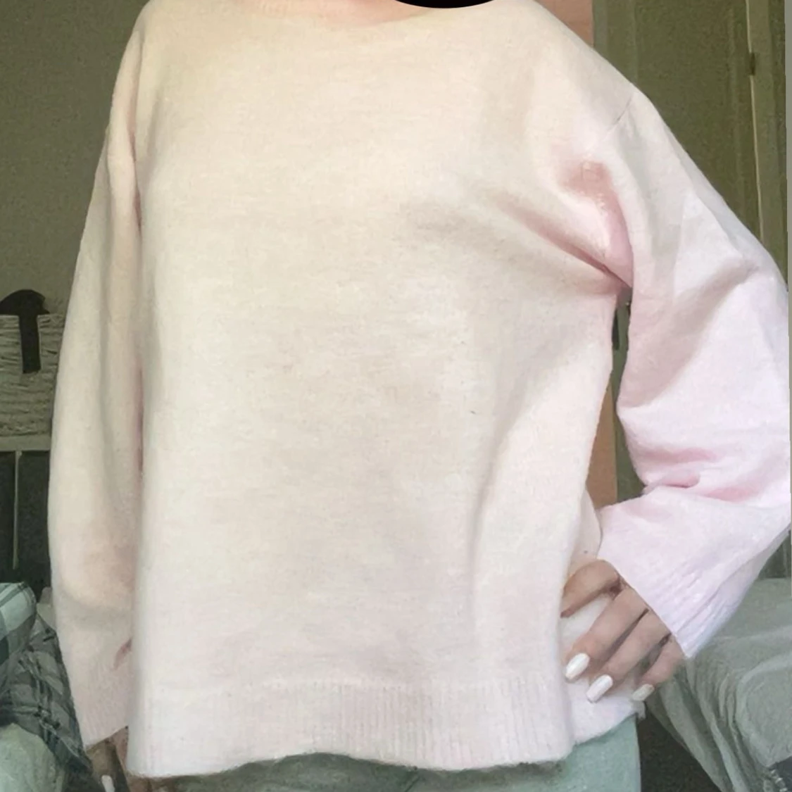 Ljusrosa stickad tröja